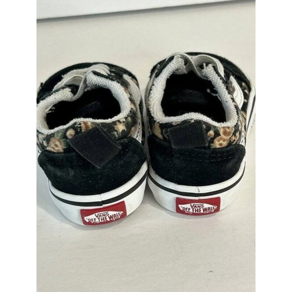 Vans Baby Old Skool Black Floral Look Print Slip On Shoes Infant Size 2